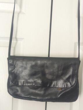 Vintage 80s Navy Leather Crossbody Bag